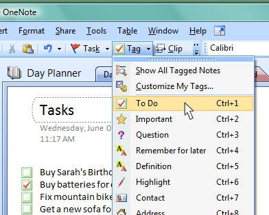 create a to do list in onenote