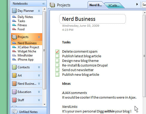 organize onenote notebooks