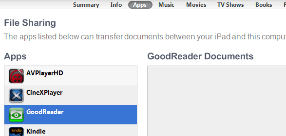 GoodReader USB transfer