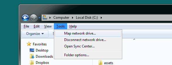 Map a network drive in Windows 7