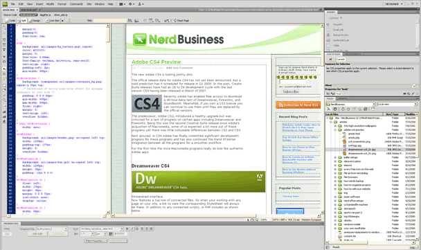 Dreamweaver CS4 Related Files